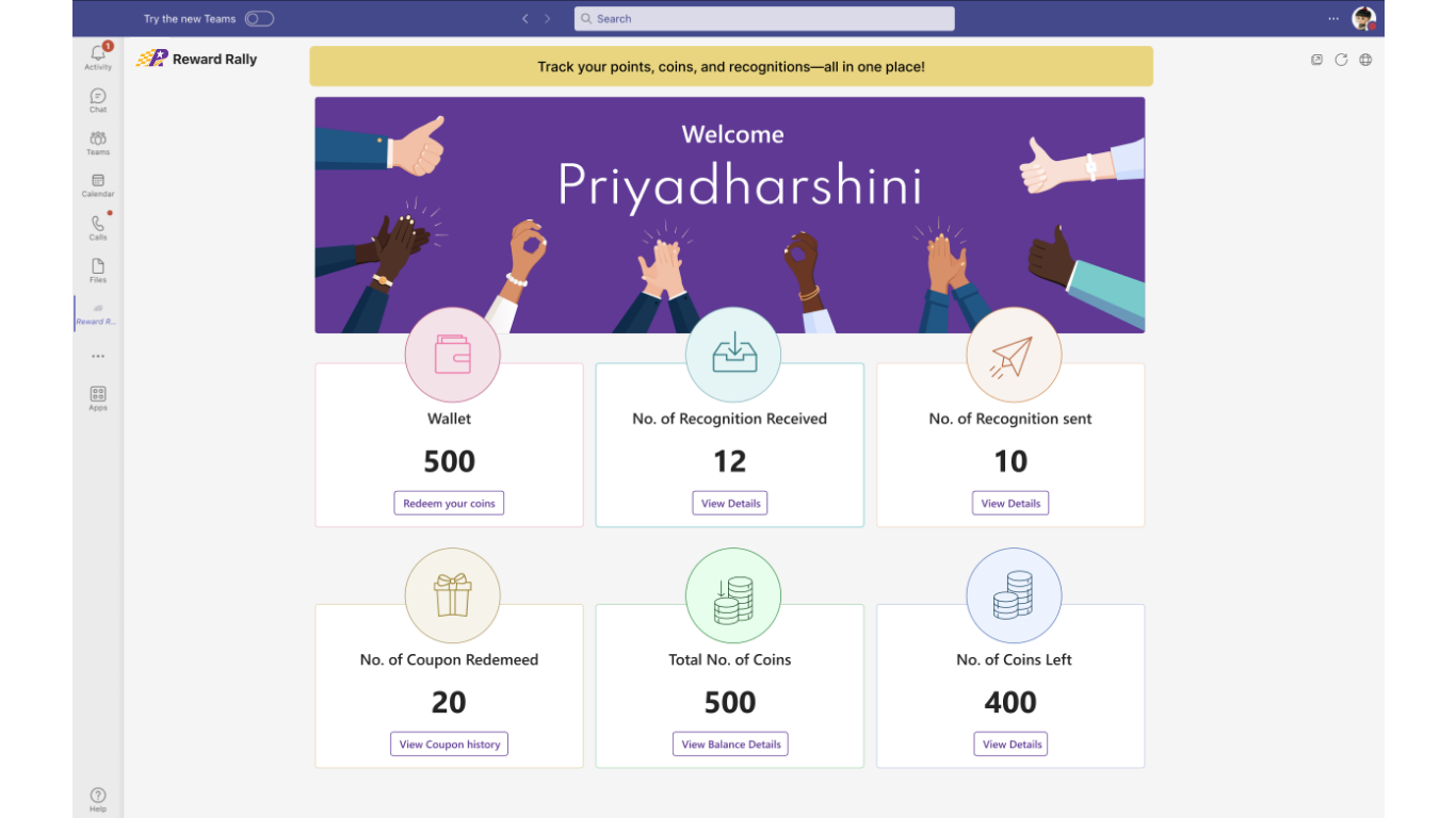 Reward Rally – Microsoft Teams Extension